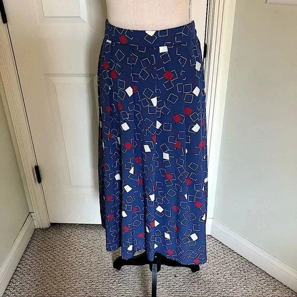 Vintage MCM 𝅺Pendleton blue retro geometric flair skirt size L - Picture 6 of 11